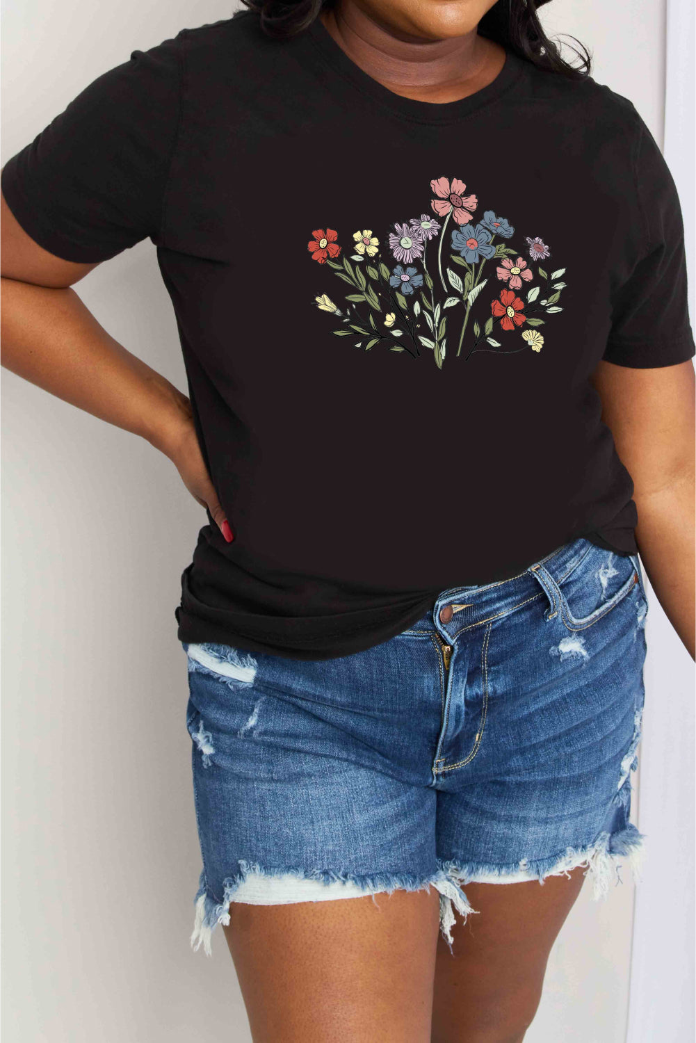 Simply Love Flower Graphic Cotton Tee