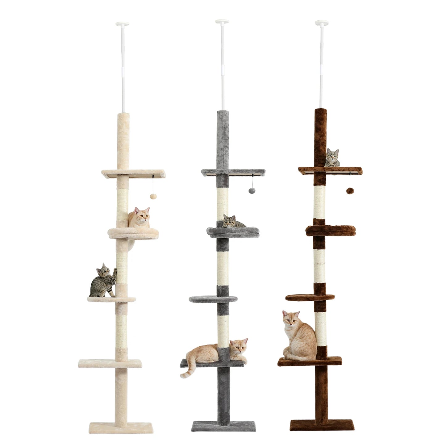 Luxury Cat Tree Tower with Cabinet Wood Adjustable Height Floor-to-Ceiling Vertical Cat Tower Toy rascador gato arbre à chat