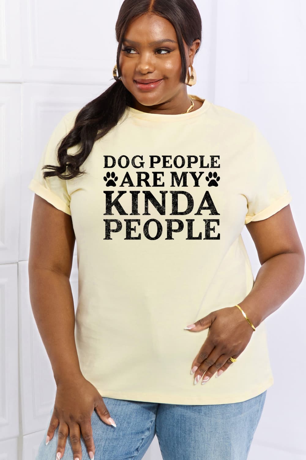 Simply Love Full Size DOG PEOPLE ARE MY KINDA PEOPLE Graphic Cotton Tee