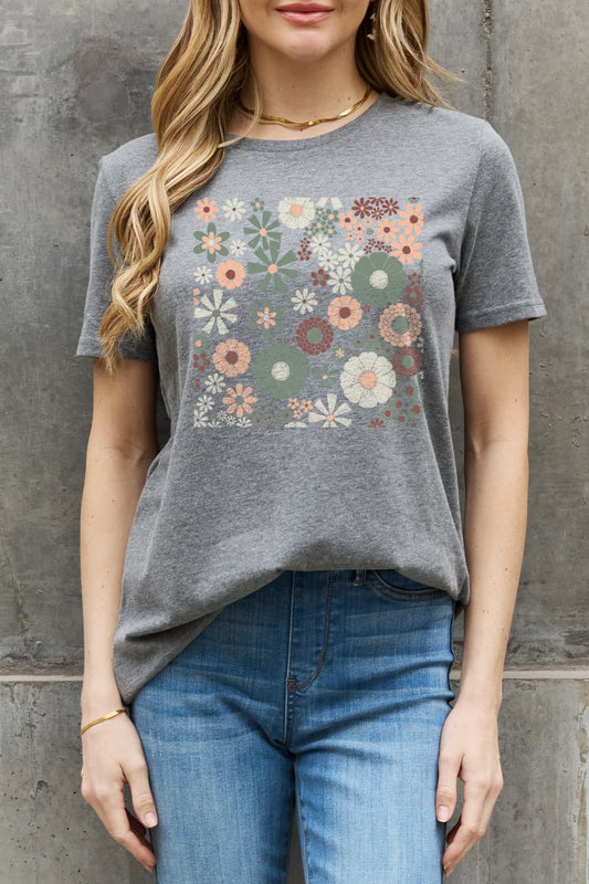 Simply Love Flower Graphic Cotton Tee