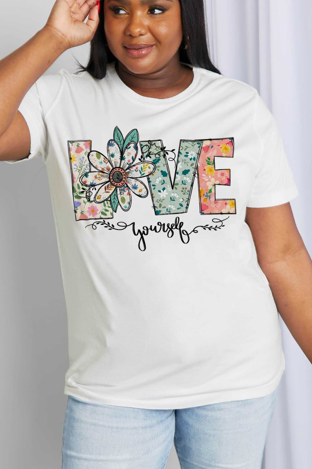 Simply Love Full Size LOVE YOURSELF Graphic Cotton Tee