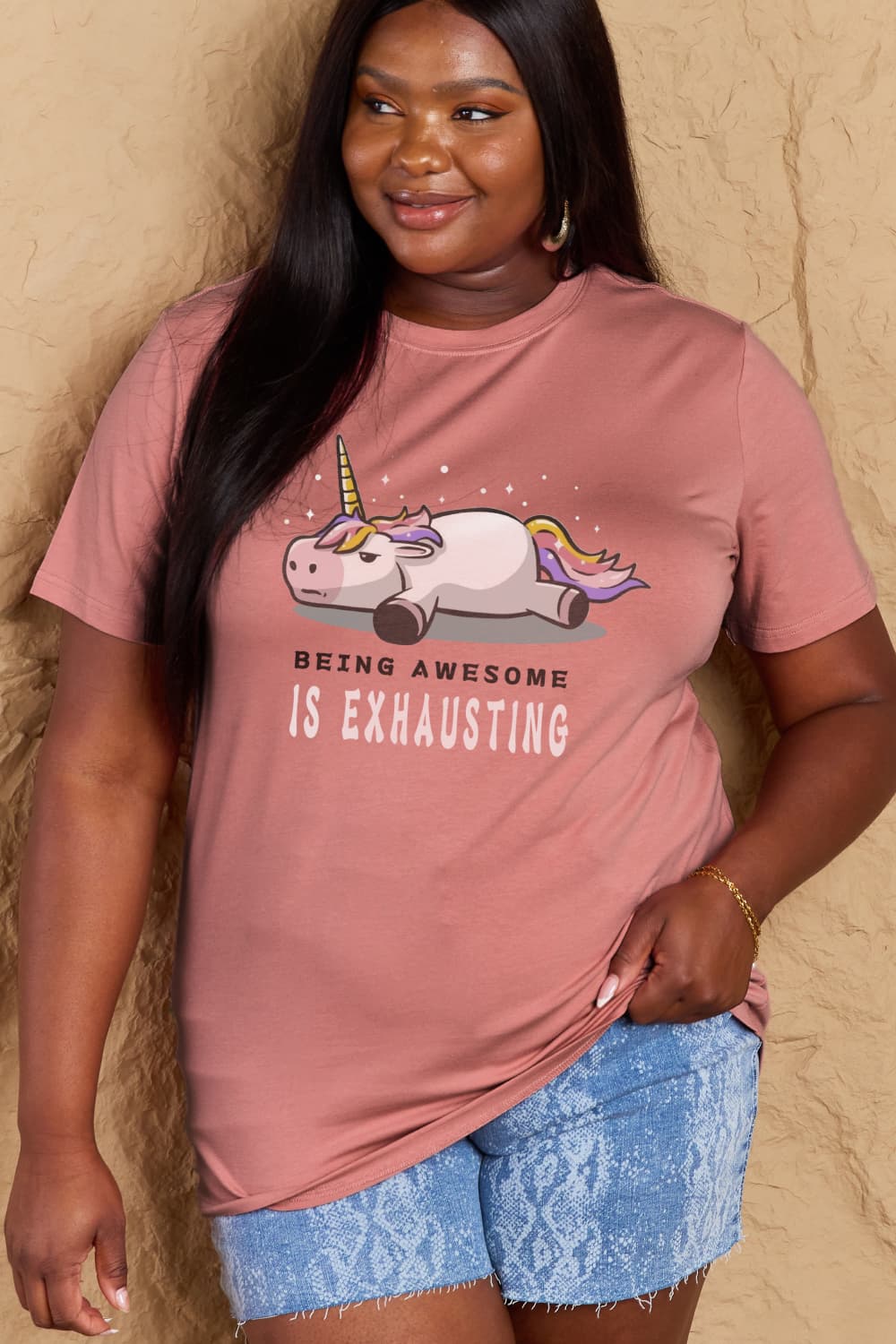 Simply Love Full Size BEING AWESOME IS EXHAUSTING Graphic Cotton Tee