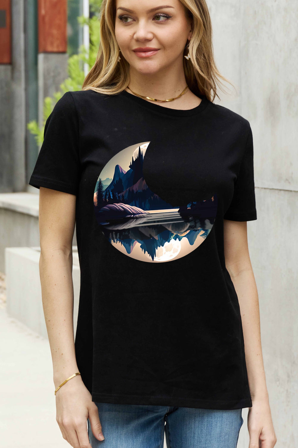 Simply Love Full Size Moon Graphic Cotton Tee