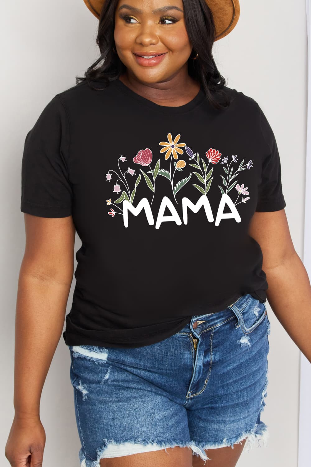 Simply Love Full Size MAMA Flower Graphic Cotton Tee