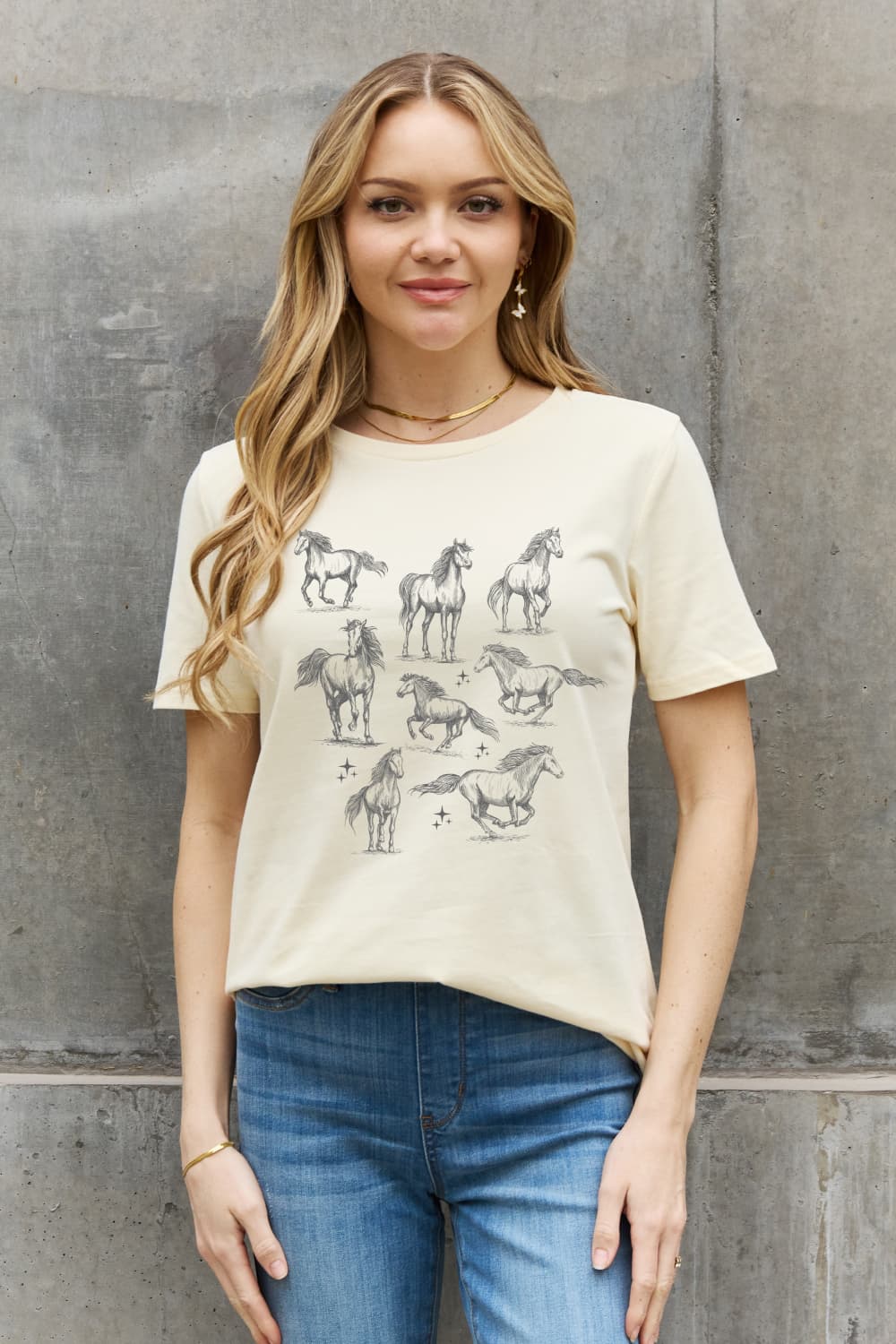 Simply Love Horse Graphic Cotton T-Shirt