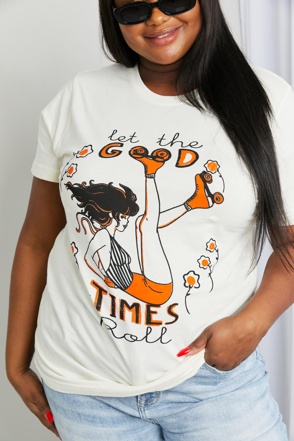 mineB Full Size LET THE GOOD TIMES ROLL Graphic Tee