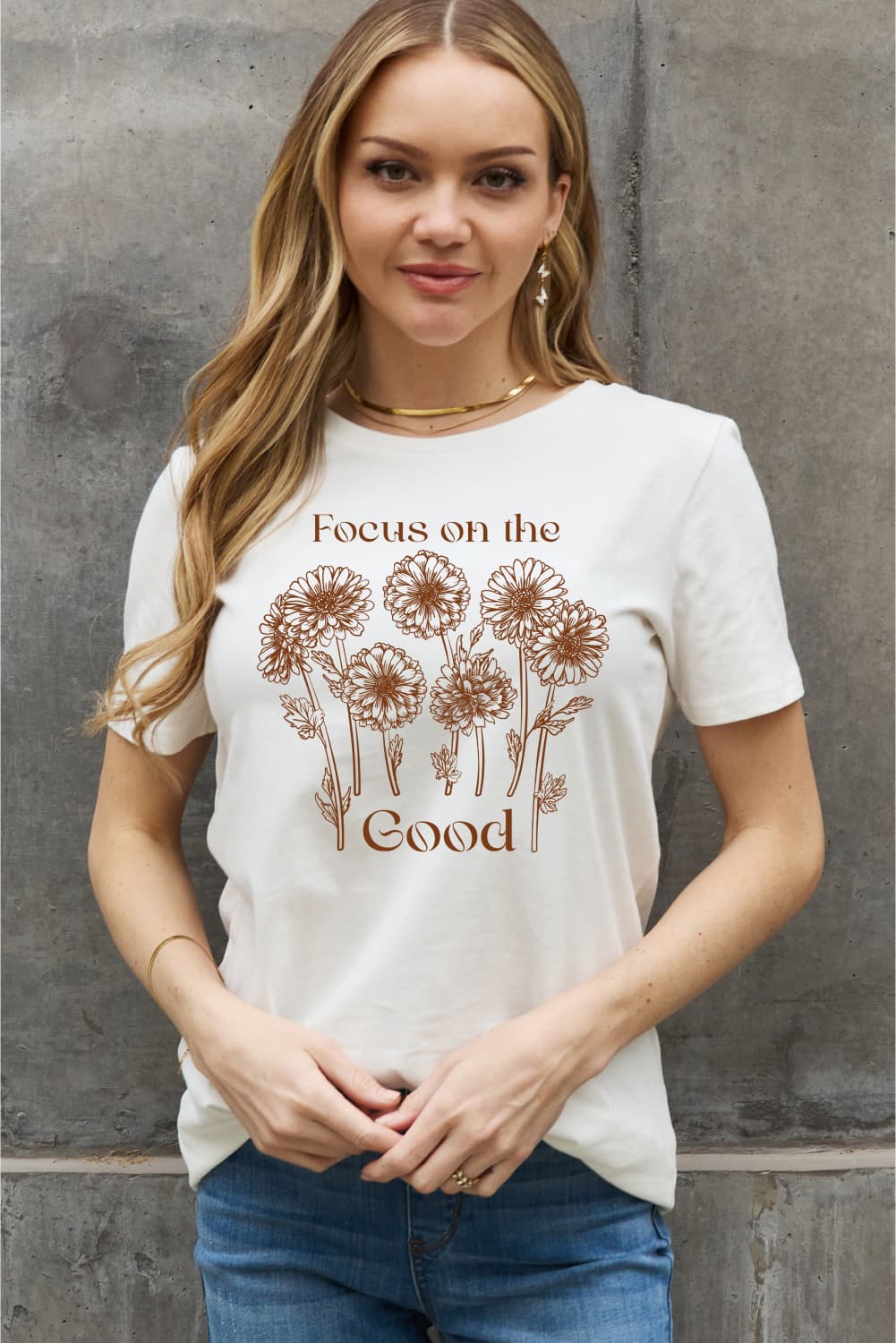 Simply Love Full Size FOCUS ON THE GOOD Graphic Cotton Tee