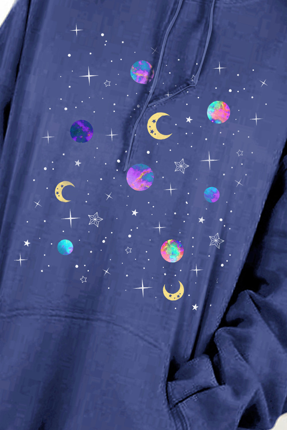 Simply Love Full Size Dropped Shoulder Star & Moon Graphic Hoodie