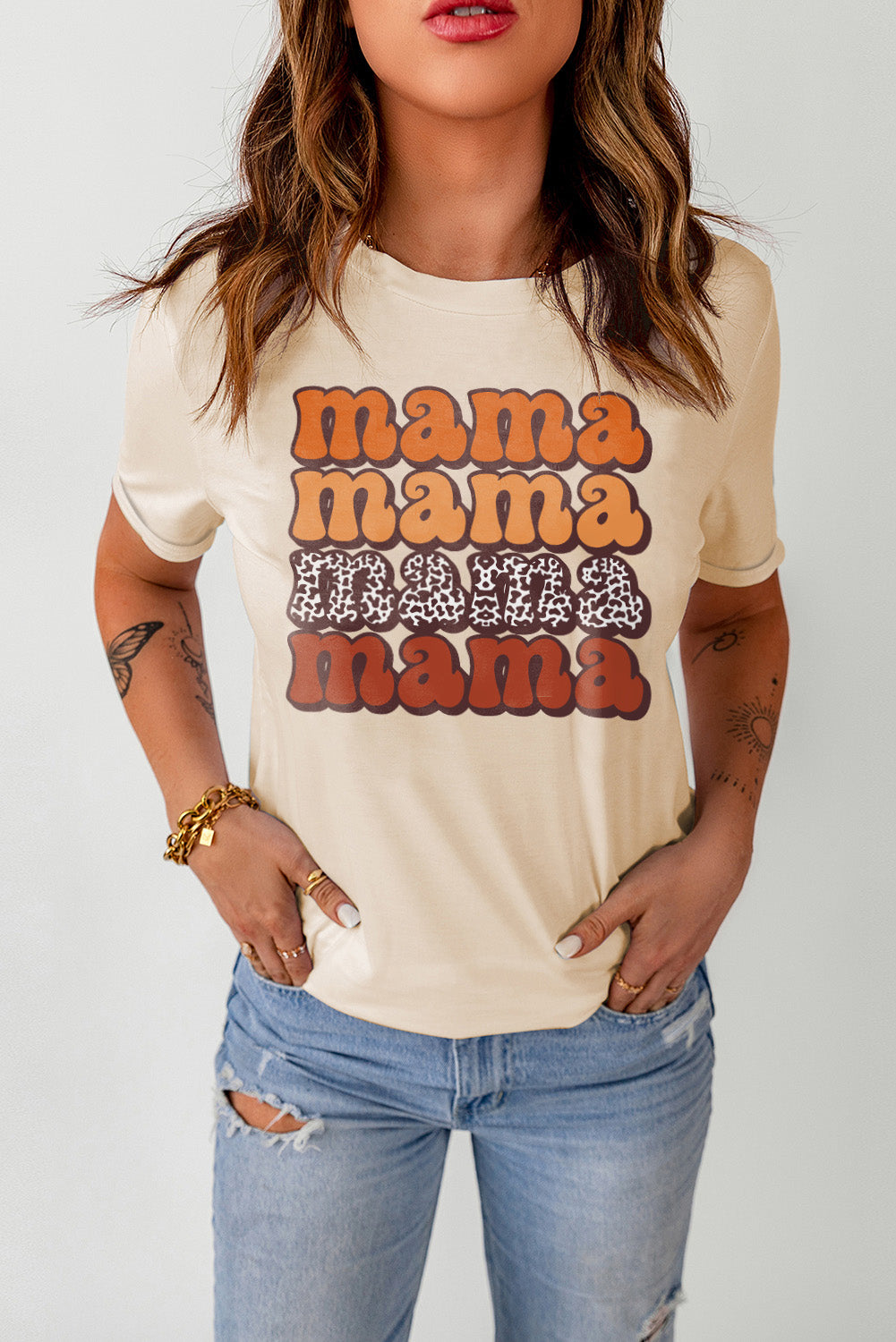 MAMA Graphic Cuffed Sleeve Tee