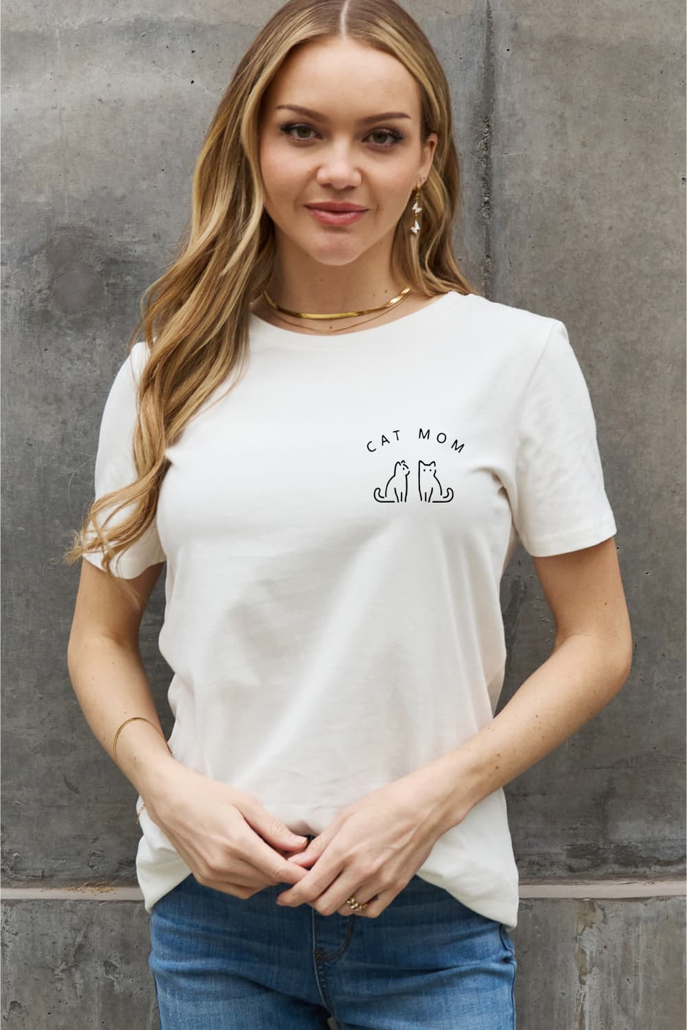 Simply Love Full Size CAT MOM Graphic Cotton Tee