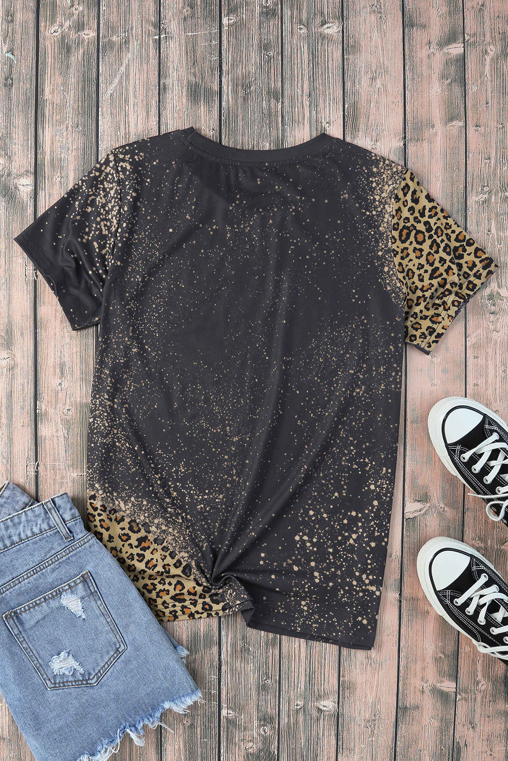 Slogan Graphic Leopard Tee Shirt