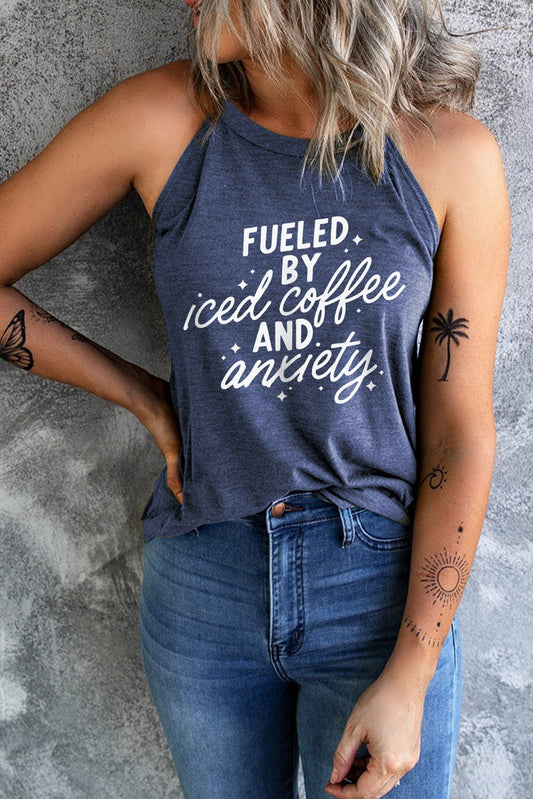 Slogan Graphic Round Neck Tank